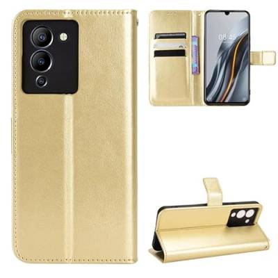 YHFZR Hülle für Infinix Note12 G96, Premium PU Leder Flip Schutzhülle Magnetic Closure Snap Kartensteckplätze mit Standfunktion handyhüllen für Infinix Note12 G96, Gold von YHFZR