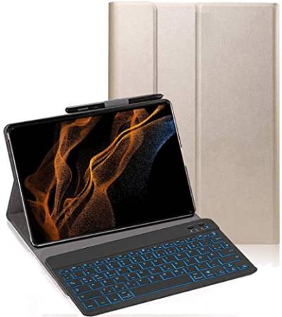 YHFZR Tastatur Hülle für Xiaomi Pad 5 Pro 12.4'' 2022, [Italiana Layout] Ultraslim Hülle mit 7 Farben Beleuchtung Kabellose Tastatur mit Schützhülle für Xiaomi Pad 5 Pro 12.4'' 2022, Gold von YHFZR