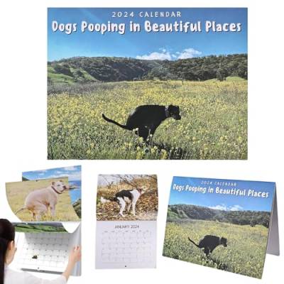 Dogs Pooping In Beautiful Places Kalender 2024: YIDM Lustige Kackende Tiere Kalender 2024, Pooping Dogs Calendar 2024, Pooping Dogs Calendar Humorous Lustiger Wandkalender für Zuhause, Hostel von YIDM