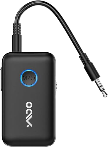 YMOO Bluetooth 5.3 Adapter für Tv/Flugzeug zu Kopfhörer, 2-in-1 Bluetooth Transmitter Empfänger mit APTX-ll, Bluetooth Sender Klinke 3,5, Splitter 2 für Fernseher Audio zu Lautsprecher, 22H von YMOO