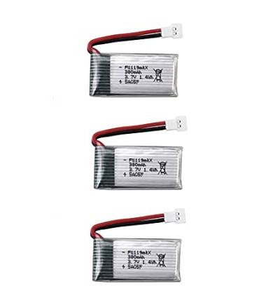 YUNIQUE GREEN-CLEAN-POWER - 3 x 3.7V 380mAh LiPo Akku Set für RC Quadrocopter | Kompatibel mit Hubsan X4, Syma X11, HS170 | Hohe Kapazität, Zuverlässige Leistung, Silber von YUNIQUE GREEN-CLEAN-POWER