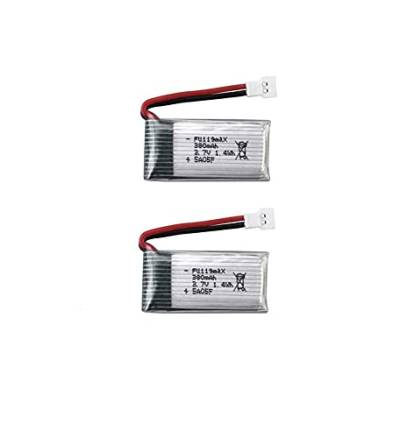 YUNIQUE GREEN-CLEAN-POWER - 3.7v 380mAh 2-Piece LiPo Battery | Kompatibel mit Hubsan X4 H107c H107d H107L, Syma X11 X11C, HS170 | Ideal für RC Quadrocopter, RC Helicopter, Silber von YUNIQUE GREEN-CLEAN-POWER