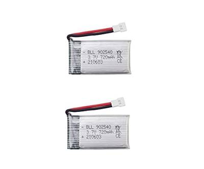 YUNIQUE GREEN-CLEAN-POWER - Set mit 2 wiederaufladbaren LiPo-Batterien 720mAh 3.7V für Drohnen | Kompatibel mit Syma X5, Cheerson CX-30W, Skytech M68, Wltoys F949 | Hohe Kapazität, 45x25x10 mm - 17 g von YUNIQUE GREEN-CLEAN-POWER