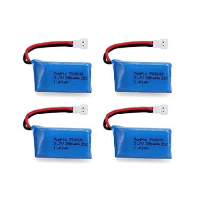 YUNIQUE GREEN-CLEAN-POWER - Set von 4 LiPo Batterien 3.7V 380mAh für RC Drohnen | Kompatibel mit HUBSAN X4, JXD 385 | Verlängerte Flüge, Hellblau/Blau von YUNIQUE GREEN-CLEAN-POWER