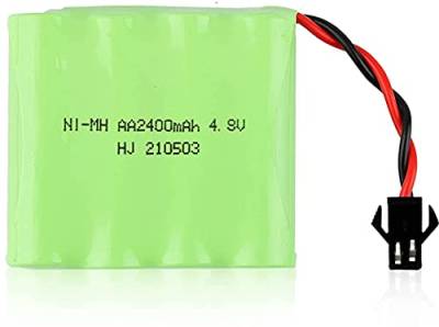 YUNIQUE GREEN-CLEAN-POWER - Wiederaufladbare NI-Mh 4.8V 2400mAh Batterie | Für Fernsteuerung Auto, Rc Rock Crawler | Schnellladung, Laufzeit 18+ min | 55x48x15mm, 84g, Grün von YUNIQUE GREEN-CLEAN-POWER