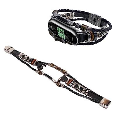 YUYTE Smart-Armband-Armband-Set mit Schraubendreher, Hautschweißbeständig, Verschleißfest, Vintage-Armband aus Lederlegierung, Armband-Armband, Smart-Armband-Armband-Set (Schwarz) von YUYTE