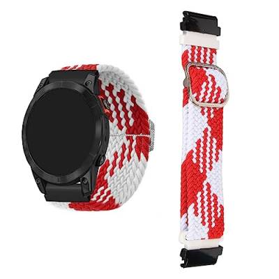 YUYTE Verstellbares Nylon-Uhrenarmband für 7S, 6S, 5S, Atmungsaktiv, Leicht, Geeignet Zum Schwimmen und Sport, für Damen und Herren (rot-Weiss) von YUYTE