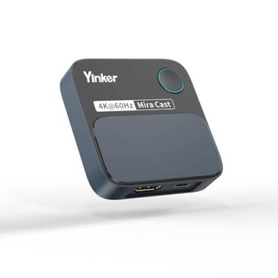Yinker 4K60Hz HDMI Wireless Display Dongle, 4K@60Hz Instant Streaming Adapter für iOS, MacOS, Android, Windows, Kompatibel mit Miracast, Airplay, DLNA Quer- oder Hochformat von Yinker