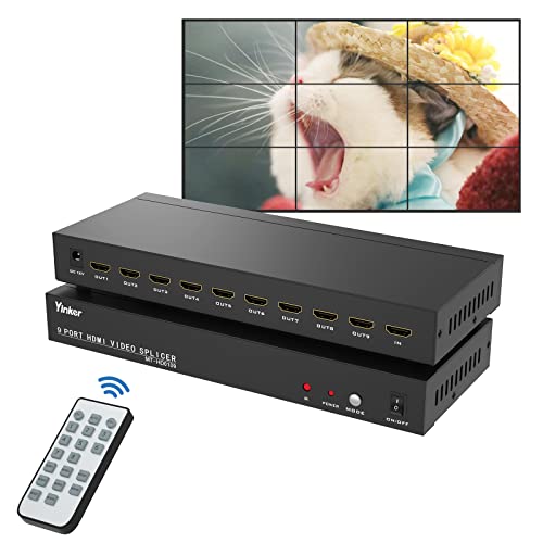 Yinker Videowand Controller 3x3 HDMI Video Wall Processor 1080P@60Hz Unterstützt 13 Modi - 1 HDMI Input & 9 HDMI Output von Yinker