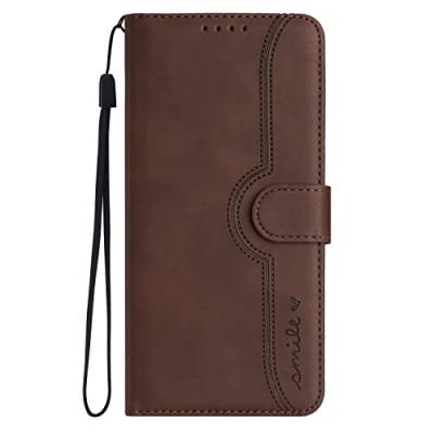 Brieftaschen-Schutzhülle für Redmi K70E, Leder, magnetisch, mit Kartenfächern, Ständer, stoßfest, Handgelenkschlaufe, Dunkelbraun von Yiscase