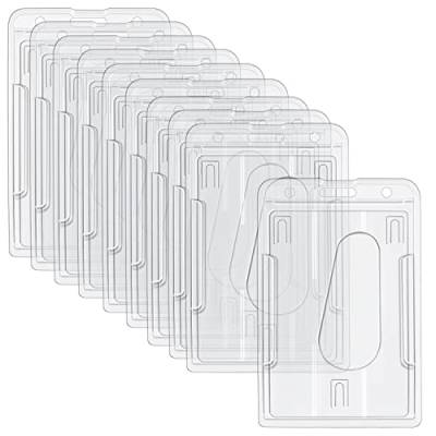 10 Stück Hartplastik Ausweishülle, 5.8 * 8.9CM Transparent Kartenhalter Kartenschutz mit Daumenschlitz Vertikal ID Schutzhülle für Schule Büro von Yoosso