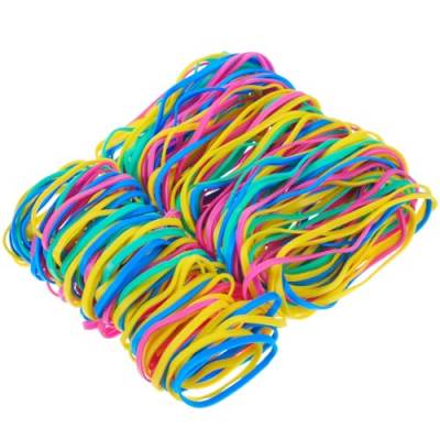 200 Stück Bunt Gummibänder, 60/38 mm Gummiringe Breit Haushaltsgummi Gummis Gummiringerl Elastische Dehnbare Gummiband für Haushalt Büro Schule (4 Farben) von Yoosso