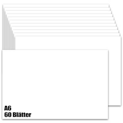 60 Blätter A6 Karteikarten Blanko, Blanko Postkarten 230g/m² Weiße Leere Karteikarten Bedruckbar für Lernen Gedächtnis Grußkarten Hochzeitskarte Hochzeitseinladungen（10,2 x 15,2cm） von Yoosso