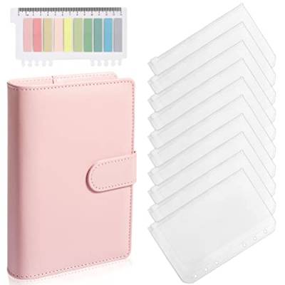 A6 Binder, 6 Löcher Budget Planner Notizbuch Ordner Budget Ringbuch mit 200 Stück Haftnotizen Tabs für Bargeld Kreditkarten Briefmarken (Rosa) von Yoosso