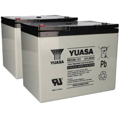 2x Yuasa Blei-Akku REC80-12I Pb 12V / 80Ah Zyklenfest, M6 Innengewinde von Yuasa