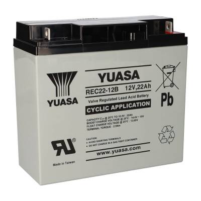 Yuasa Blei-Akku REC22-12B Pb 12V 22Ah Zyklenfest, M5 Flachpol von Yuasa