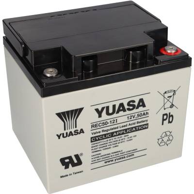 Yuasa Blei-Akku REC50-12I Pb 12V 50Ah Zyklenfest, M5 Innengewinde von Yuasa