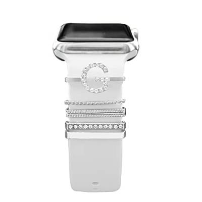 YuiYuKa Dekorative Ringschlaufen Smart Watch Band Charms Metall glänzendes Zubehör kompatibel für Apple Watch Series 8 7 6 5 4 3 2 1 45mm 44mm 42mm 41mm 40mm 38mm (Nicht Band oder Uhr) von YuiYuKa