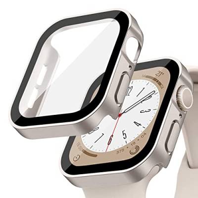 YuiYuKa Schutzhülle für Apple Watch, 41 mm, Hartschale mit Displayschutzfolie aus gehärtetem Glas, Uhrenabdeckung für Apple Watch Serie 8 7, ultradünne, langlebige, wasserdichte Hülle, Mattes von YuiYuKa