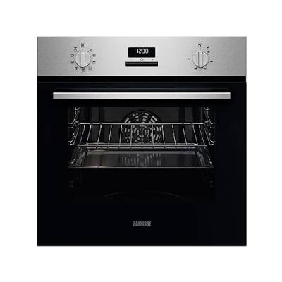 Zanussi ZOHNE2X2 Multifunktions-Backofen, 7 Funktionen, elektronische Programmierer, einfache Reinigung, feste Bedienelemente, LED-Display, Anti-Fingerabdruck, Edelstahl, Klasse A, 65 Liter von Zanussi