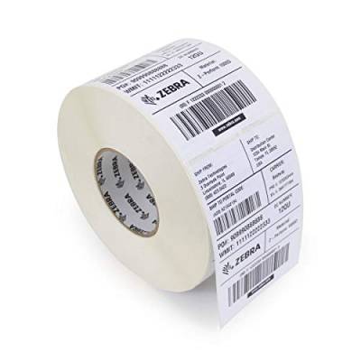 Zebra PolyE 3100T Etikettendrucker weiß selbstklebend – Etiketten zum Bedrucken (weiß, selbstklebend, Polyethylen, Acryl, permanent, glänzend) von Zebra Technologies