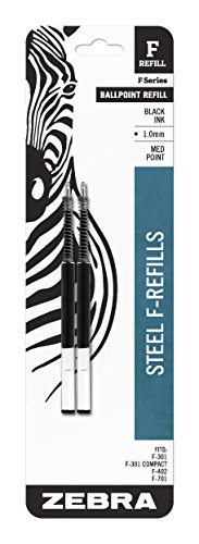 Refill for F-301, F-301 Ultra, F-402, 301A, Spiral Ballpoint, Med, Black, 2/Pack, Sold as 1 Package von Zebra Textil