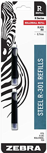 Rollerball Pen Refills, R-Refill, 2/PK, Black, Sold as 1 Package von Zebra Textil