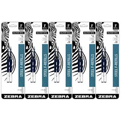 Zebra Pen F-Series Kugelschreiberminen aus Edelstahl, feine Spitze, 0,7 mm, blaue Tinte, 10 Stück von Zebra Textil