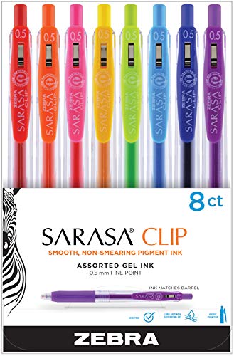 Zebra Sarasa Clip 0.5mm Fine Point Gel Ink Pens 8/Pkg-Brights -Assorted Colors von Zebra Textil