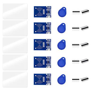 ZkeeShop 5 Stücke RFID Kit mit Reader Sensor Modul, Chip und Card Compatibe für Arduino und Raspberry Pi von ZkeeShop