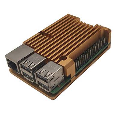 ZkeeShop Aluminium Gehäuse mit Dual-Lüfter Kühlkörper Compatible for Raspberry Pi 3 Model B，Pi 3 B+，Pi 2 Model B (Raspberry Pi Board Nicht enthalten) (Gold Without Fan) von ZkeeShop