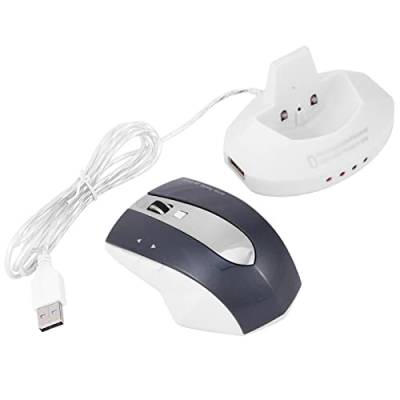 Zunate 2,4 GHz Wireless Mouse, Wireless Ergonomic Mouse Computermaus Laptop Mouse USB-Maus 6 Tasten mit 3-Port USB Hub Schnurlose Mäuse, Plug and Play (Silber) von Zunate
