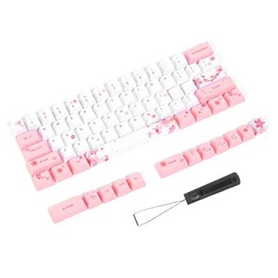 Zunate 73 Stück PBT-Tastenkappen für Mechanische Tastaturen mit Niedlichen Mustern, Satten Farben, Universelle Mechanische Tastaturen (6064 Sakura) von Zunate