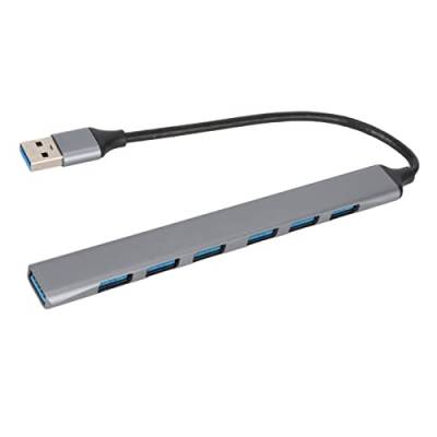 Zunate USB Hub 7 in 1, Kompakte Aluminiumlegierung, 1 USB 3.0 Anschluss, 6 USB 2.0 Anschlüsse, Hochgeschwindigkeitsübertragung für Medien, für USB Flash Laufwerk, Maus, Tastatur, von Zunate