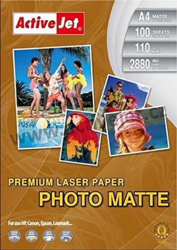 ActiveJet Laser Premium Matte Foto A4 matt weiß Papier Fotos – Papiere Fotos (Laser/A Tintenstrahldrucker, A4, 100 Blatt, matt, Weiß) von activejet