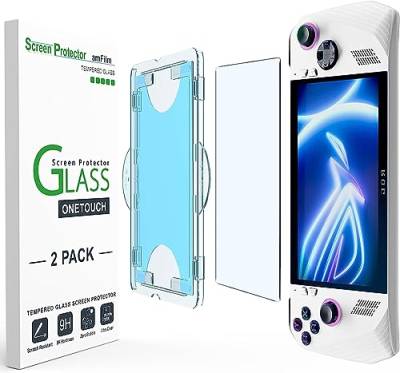 amFilm OneTouch Displayschutzfolie für ASUS ROG Ally Handheld 7 Zoll 2023 – mit Auto-Ausrichtungs-Kit, Blasenfrei, Gehärtetes Glas, 2er-Pack von amFilm