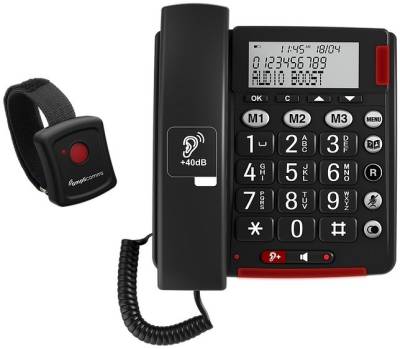 BigTel 50 Alarm Plus schnurgebundenes Seniorentelefon dunkelgrau von amplicomms