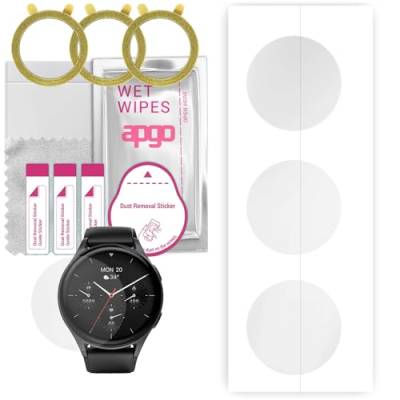 apgo 3 Stück Schutzfolie, klar, kompatibel mit Hama 8900 1.43 Smartwatch, Hydrogel Displayschutzfolie mit Positionierhilfe, Displayfolie, robust und kratzfest von apgo