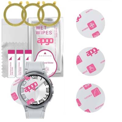 apgo 3 Stück Schutzglas, klar, kompatibel mit Samsung Galaxy Watch Classic 6 47mm Smartwatch, Hybrid 8H, Ersatz für Hartglas, Displayschutzglas, Bildschirmschutz, Displayschutz, kratzfest von apgo