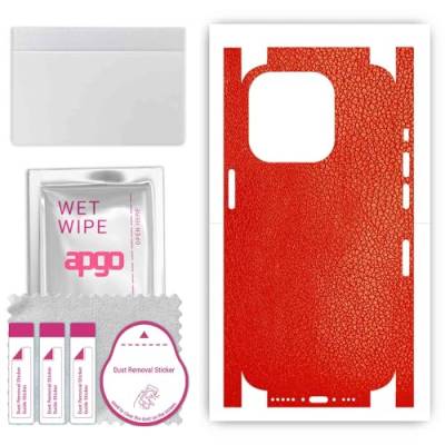 apgo Rückseite + Seiten Schutzfolie Aufkleber Folie Vinyl für Apple iPhone 15 Pro Max - Rotes Leder von apgo
