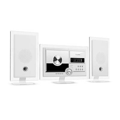 auna Stereo Sonic DAB+ Stereoanlage, Wandmontage, DAB+/UKW-Radiotuner, automatischer CD-Player, USB-Port für MP3-Dateien, Bluetooth-Funktion, AUX-Eingang, LCD-Display, Schlaf-Funktion, antikweiß von auna