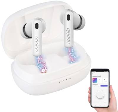 auvisio Bluetoothkopfhörer: In-Ear-Stereo-Headset mit ANC, Bluetooth 5.2, Ladebox, App, weiß (InEar-Headset, Kopfhörer NV, Bluetooth, Handy) von auvisio