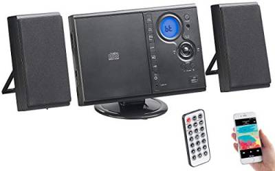 auvisio CD Radio: Vertikale Stereo-Kompaktanlage mit Bluetooth, FM, CD, MP3 & AUX, 10 W (MP3 Player, CD Anlage, Mini HiFi) von auvisio