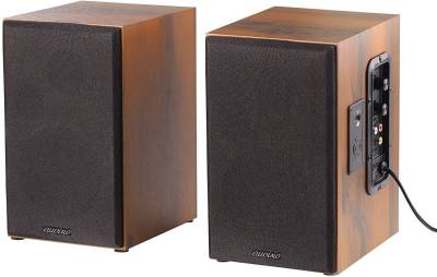 auvisio MSS-90.usb Lautsprecher Holz Gehäuse Aktiver Stereo-Regallautsprecher Regal-Lautsprecher (Bluetooth, 34 W, 2-Wege-Soundsystem mit je einem Hoch- und Tieftöner, Ein/Aus-Schalter, Regler für Lautstärke und Bass) von auvisio