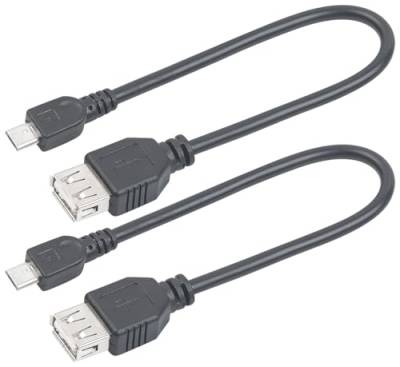 auvisio Micro-USB-OTG-Adapter: 2er-Set USB-OTG-Adapterkabel, Micro-USB Stecker zu USB-Buchse, 20 cm (Micro-USB-OTG-Kabel, USB-On-The-Go-Kabel, Stick) von auvisio