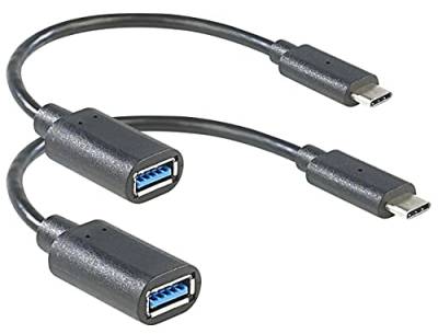 auvisio OTG Kabel: 2er-Set USB-3.0-Anschlusskabel C-Stecker auf A-Buchse, 15 cm (Adapter USB C auf USB, USB OTG Kabel, Externe Festplatte) von auvisio