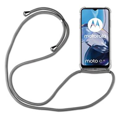 betterfon Handykette für Motorola Moto E22i / E22 Smartphone Halskette Hülle Handyhülle mit Kordel zum Umhängen in Grau von betterfon