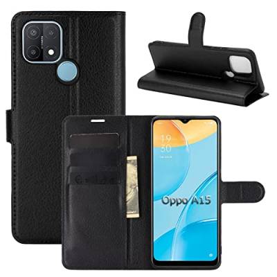 betterfon Hülle für Oppo A15, Handyhülle Oppo A15 - Handytasche Schutzhülle Klapphülle Etui Flip Case mit [Kartenfächern, Qualität TPU] Kompatibel zu Oppo A15, Schwarz von betterfon