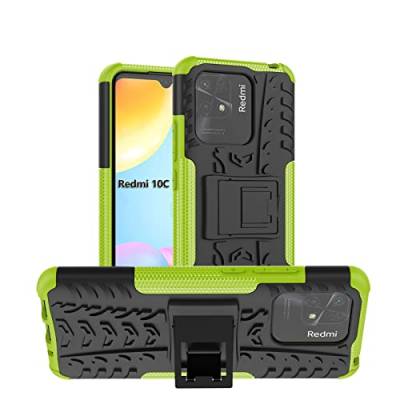 betterfon Xiaomi Redmi 10C Handyhülle - Hülle Xiaomi Redmi 10C - Outdoor Schutzhülle Case TPU Silikon mit [Standfunktion] [Kantenschutz] Kompatibel zu Xiaomi Redmi 10C Grün von betterfon