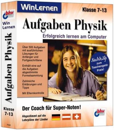Aufgaben Physik, Klasse 7-13, 1 CD-ROMDer Coach für Super-Noten. Abgestimmt auf die Lehrpläne der Länder Deutschland, Österreich, Schweiz. Für Windows 98/2000/ME/XP von bhv Distribution